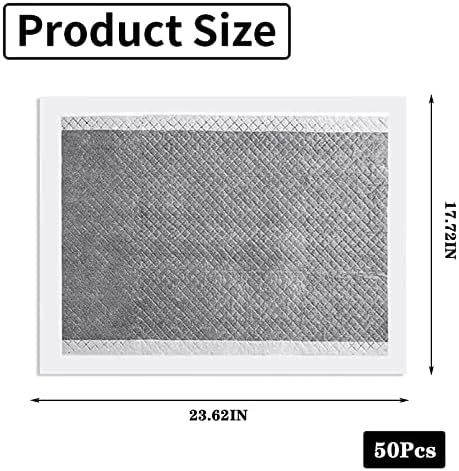 Rabbit Pee Pads 23.62"x17.72" Disposable Cat Cage Liners Black Carbon Super Absorbent Odor-Control,Bunny Potty Training Pad with Quick-Dry Surface for Puppy Kitten Hamsters Dog(50 Pieces)