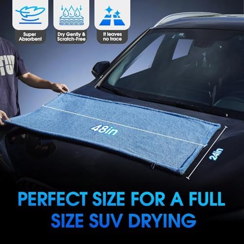 Car Drying Towel, 48”x24” Extra Large Microfiber Car Cleaning Towel