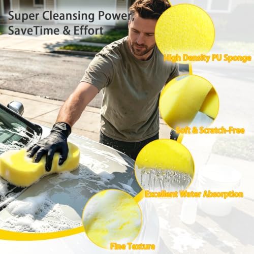 8-Pack Large Car Wash Sponge: Extra Thick Soft Foam Car Sponge for Washing
