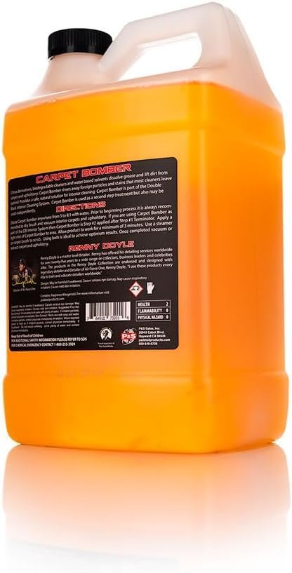 Carpet Bomber – Professional Upholstery Cleaner, Citrus-Based Formula, Removes Grease, Dirt & Odors, Highly Dilutable, Safe for Engines & Wheel Wells - 1 Gallon