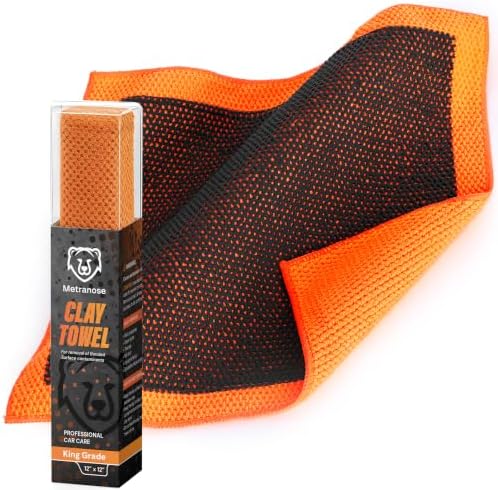 King Grade Clay Towel – Professional Synthetic Clay Bar Towel for Auto Detailing, Paint, Glass & Metal – Removes Fallout, Overspray, Rail Dust & Water Spots – 12" x 12"