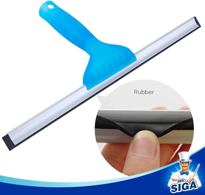 MR.SIGA Professional Window Cleaning Combo - Squeegee & Microfiber Window Scrubber, 14"