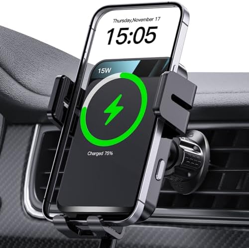 Wireless Car Charger Auto-Clamping Air Vent Car Mount 15W Fast Charging