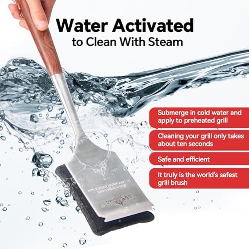 Grill Brush Bristle Free – Steam Cleans Burnt Grease Fast