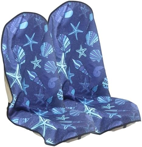 Car Seat Cover Protector Front Seats,for Gym Workout,Running,Swimming,Beach and Hiking,Waterproof Sweat Towel Bucket Seat Covers for Cars SUV Trucks (Conch Shells Starfish, 2Pcs)