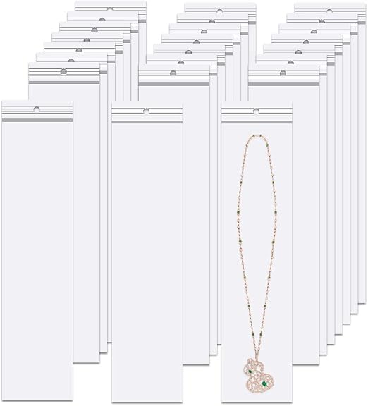 2'' x 8'' Long Jewelery Plastic Bags 300pcs Poly Zip Seal Storage Bags Necklace Bags with Hang Hole for Packaging Shippi