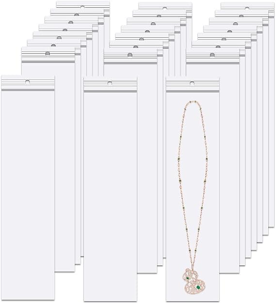 2'' x 8'' Long Jewelery Plastic Bags 300pcs Poly Zip Seal Storage Bags Necklace Bags with Hang Hole for Packaging Shippi