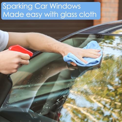 12 Pack Microfiber Glass Cleaning Cloth 16 Inch X 16 Inch Polishing Cloths Glass Cleaning Towel Lint Free Cloth for Cleaning Windows, Glasses, Mirrors, Windshields, Stainless Steel