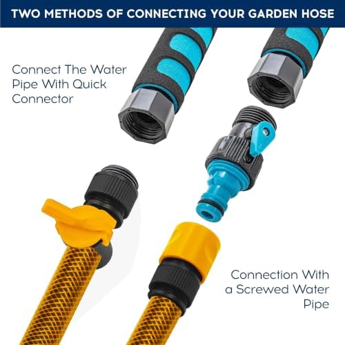 Car Wash Brush with 50'' Long Handle, Car Cleaning Brush with Hose Attachment, Car Brushes for Washing 10'' Soft Bristles for Scratch-Free Cleaning Auto, Truck, Boat, Floor and More