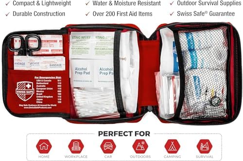 200 Pcs First Aid Kit for Camping, Travel, Car & Survival