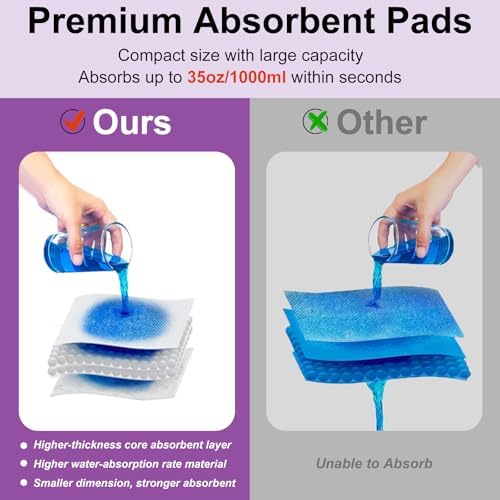 200 PCS Lavender Scented Super Absorbent Commode Pads, Light Scent Commode Pads for Bedside Commode Liners, Medical Grade, Disposable, Simple for Camping, Seniors and Disabled