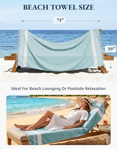 Beach Towel Oversized, Super Absorbent, Durable - Hunter Green