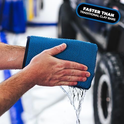 Ultra Clay Decontamination Mitt - Easy to Use; Effective Cleaning & Release of Paint Contaminants; Increase Wax & Sealant Bond; Enhance Gloss &Color Depth; Fine Grade (8.7"x5.7")