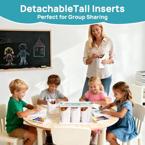 24 QT Clear Plastic Craft Organizer with Detachable Inserts,1 Pack