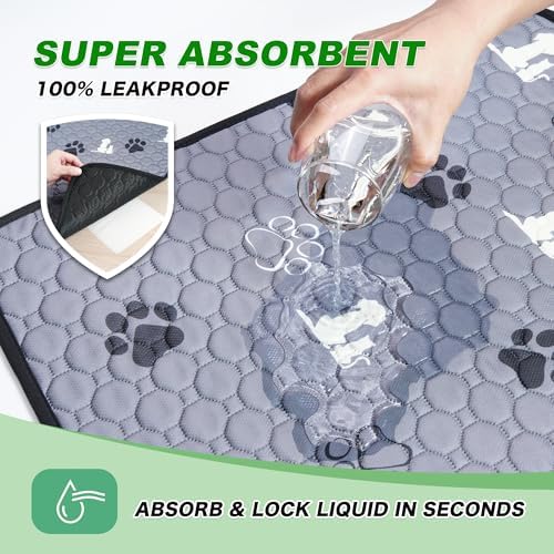 Washable Pee Pads for Dogs, Waterproof, 36 x 41 in, 2 Pack, Gray