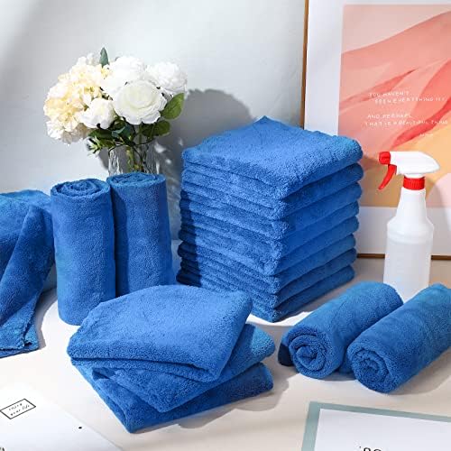 40 Pcs 16 x 16 Inch Microfiber Towels for Cars, 500 GSM Edgeless Plush Car Detailing Towels, Lint Free Scratch Free Cleaning Cloths for Drying, Washing, Polishing, Waxing, Home (Dark Blue)