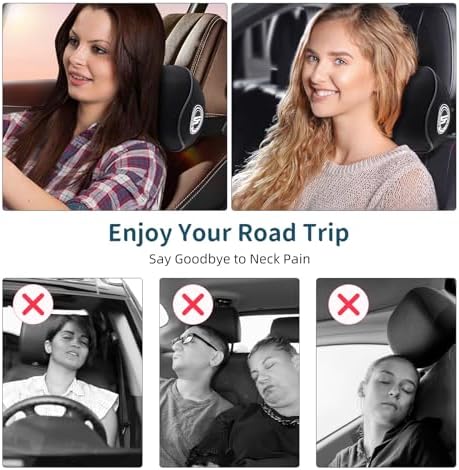 2 Pack - Car Headrest Pillow for Neck Support, 100% Memory Foam Car Pillow