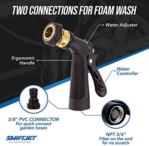 Car Wash Foam Gun + Microfiber Wash Mitt - Foam Cannon Works with Any Soap - Garden Hose Car Foam Sprayer - Car Wash Kit - Car Accessories Foam Blaster (Orange Foam Gun with Mitt)