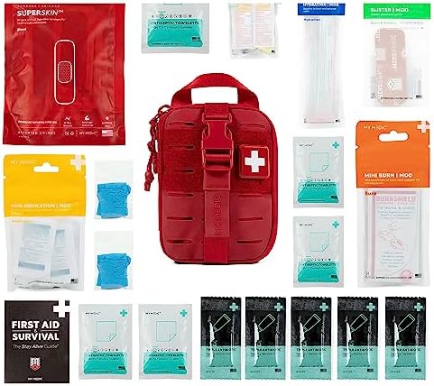 My Medic Sidekick - Camping Hiking and Backpacking First Aid Kit - 70 Items - HSA and FSA Eligible - Small Ifak Great for Travel or Motorcycle - Portable Emergency Kit – Red