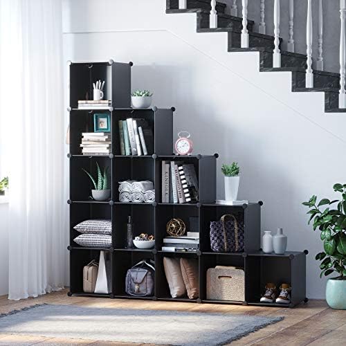 16 Cube Storage Organizer Cube Shelves Units Storage Cubes, Black