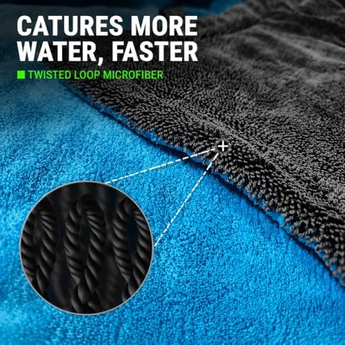 3-Pack Color-Coded Car Drying Towel Set 48"x24" Oversized Microfiber