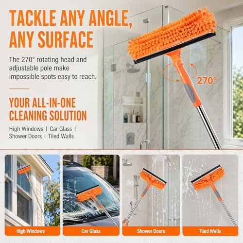 2-in-1 Window Cleaner Tool, 68'' Squeegee for Window Cleaning