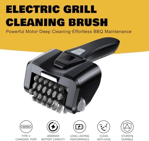 Electric Grill Brush for Outdoor Grill, Cordless BBQ Cleaner, Dual Speed