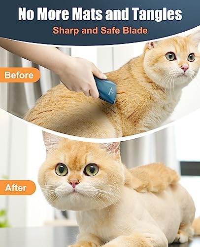 Pet Clippers for Cat Matted Hair, Quiet Pet Shaver for Cats