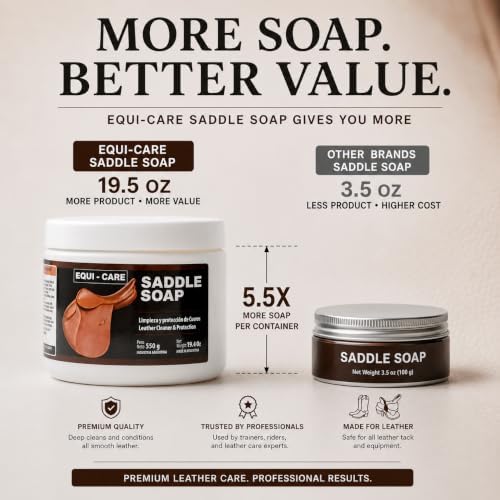 Clean & Care Saddle Soap, Glycerin-Based soap with Added Moisturizers Designed to Clean and Condition Leather. Keep Your Leather tack and Equipment in top Condition.