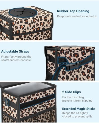 Car Trash Can with Lid, Leakproof Car Garbage Can Car Trash Bag