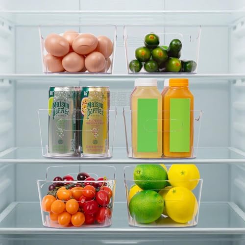 Set of 8 Clear Plastic Storage Bins, 2 Extra Large and 6 Small Storage Containers for Pantry Organization, Multi-Use Organizer Bins for Home, Kitchen, Cabinet, Bathroom, Fridge & Freezer