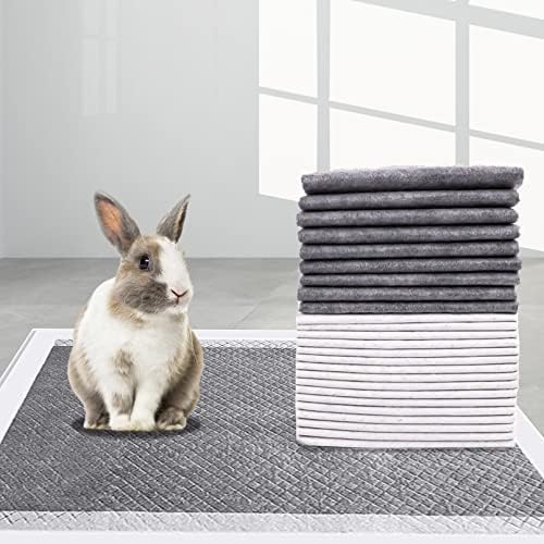 Rabbit Pee Pads 23.62"x17.72" Disposable Cat Cage Liners Black Carbon Super Absorbent Odor-Control,Bunny Potty Training Pad with Quick-Dry Surface for Puppy Kitten Hamsters Dog(50 Pieces)