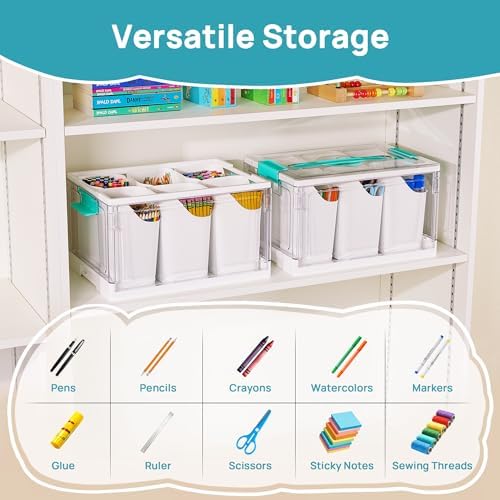 24 QT Clear Plastic Craft Organizer with Detachable Inserts,1 Pack