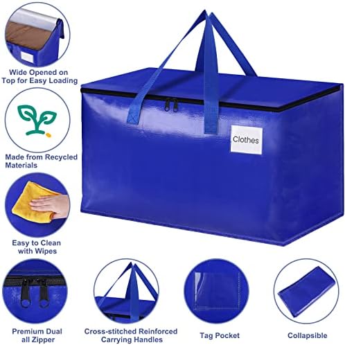Moving Bags, Moving Boxes, 93L 6-Pack Sotrage Bags Totes, Blue