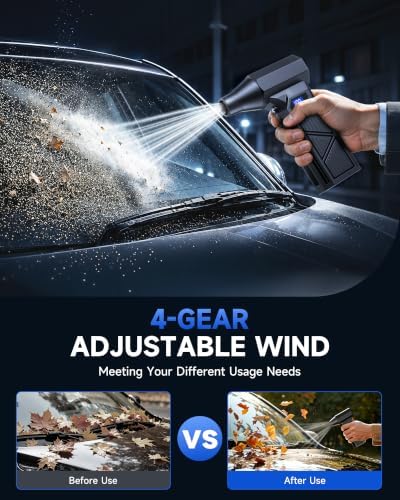 Compressed Air Duster, 160,000 RPM Brushless Cordless Blower, 4 Speed LED Rechargeable Mini Air Duster Remover for PC, Keyboard, Car, Household & Outdoor Use