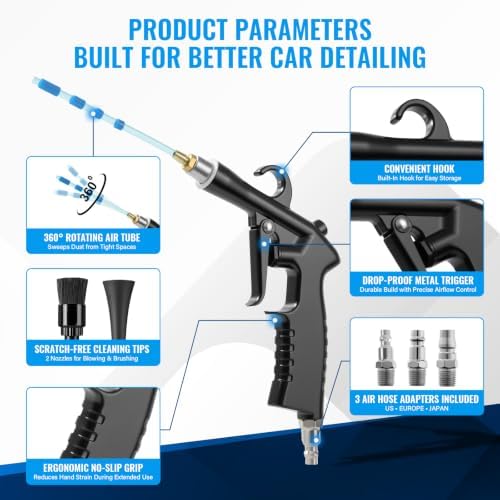 Car Cleaning Gun, Air Nozzle Blower Gun for Car Interior Detailing