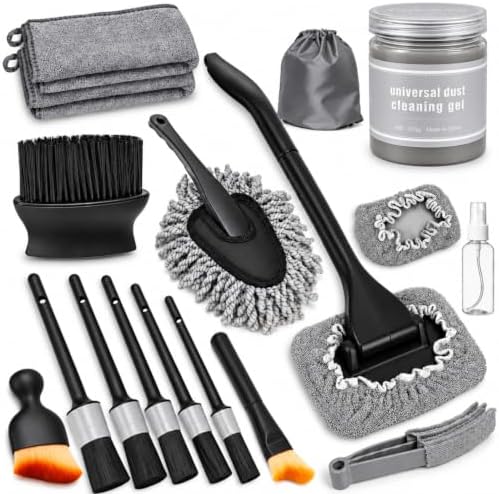18Pcs Car Interior Cleaning Kit, Windshield Cleaner Tool with Detail Brush