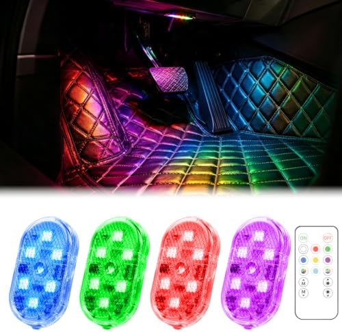 4PCS Wireless LED Interior Car Lights with Remote