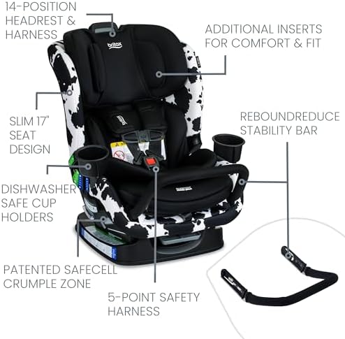 Britax Poplar S Convertible Car Seat, Slim 17” Design — Cowmooflage