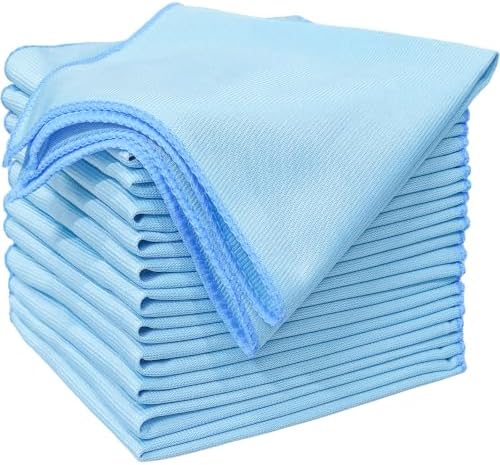 12 Pack Microfiber Glass Cleaning Cloth 16 Inch X 16 Inch Polishing Cloths Glass Cleaning Towel Lint Free Cloth for Cleaning Windows, Glasses, Mirrors, Windshields, Stainless Steel