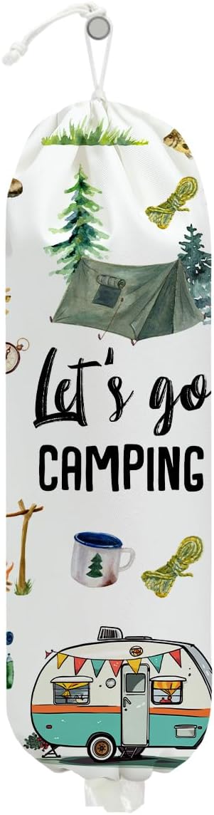 Camping Plastic Bag Holder, Wall Mount Trash Bag Holder, Tent Rv Bonfire Reusable Grocery Bags Organizer Storage Dispens