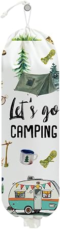 Camping Plastic Bag Holder, Wall Mount Trash Bag Holder, Tent Rv Bonfire Reusable Grocery Bags Organizer Storage Dispens