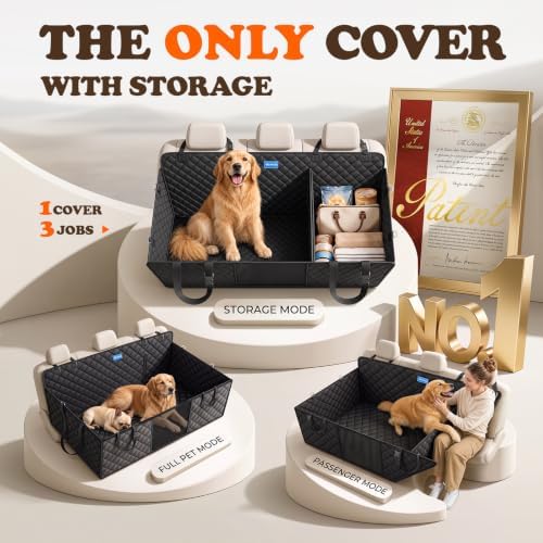 3-in-1 Dog Car Seat Cover for Back Seat with Road Trip & Daily Mode
