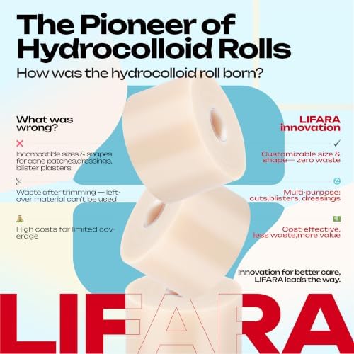 Hydrocolloid Roll for Wound Care - Cut-to-Size, Hydrocolloid Patch Bandages with Self-Adhesive, Ultra Absorbent & Waterproof, First Aid Kit Essential (11.8mil/ 0.3mm Thickness, 2in*32ft)