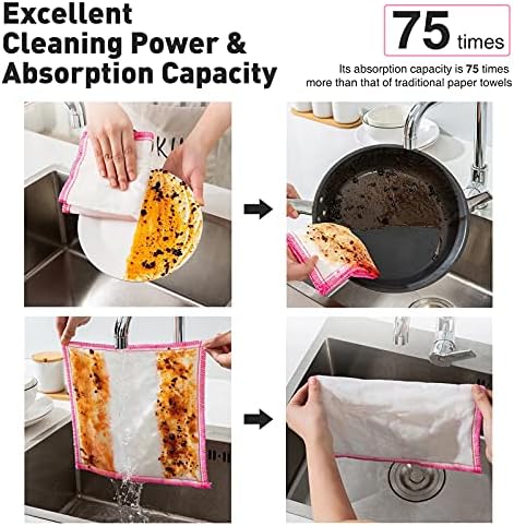 Naturally Wood Fiber Cleaning Cloth, 16 Pcs Kitchen Cleaning Cloths