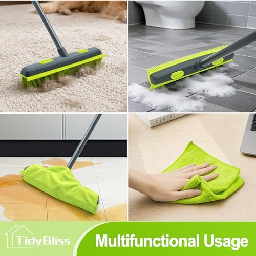 Pet Hair Removal Rubber Broom with Silicone Squeegee (Green)