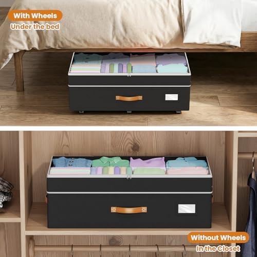 80L 2 Pack Adjustable Under Bed Storage with Wheels