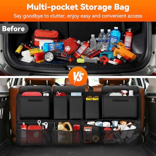 Trunk Organizer for SUV, Car Organizers and Backseat Hanging Storage,Black