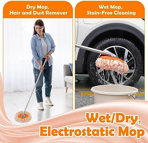 Wall Mop - 68" Wall Cleaner, Baseboard Cleaner, Professional-Grade Cleaning Tool with Handle, Dust Mop, Ceiling Fan Duster