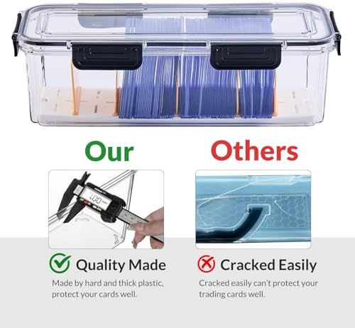 Trading Card Storage Box for Toploaders with Dividers, 2 Pack